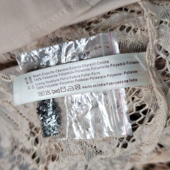 Free People Shine On Mini Dress Brown Nude Small Bead Lace Sleeveless Cocktail - Picture 7 of 13